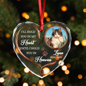 Custom Photo Cat Memorial Gifts - Personalized Heart Glass Ornament LM32 895895