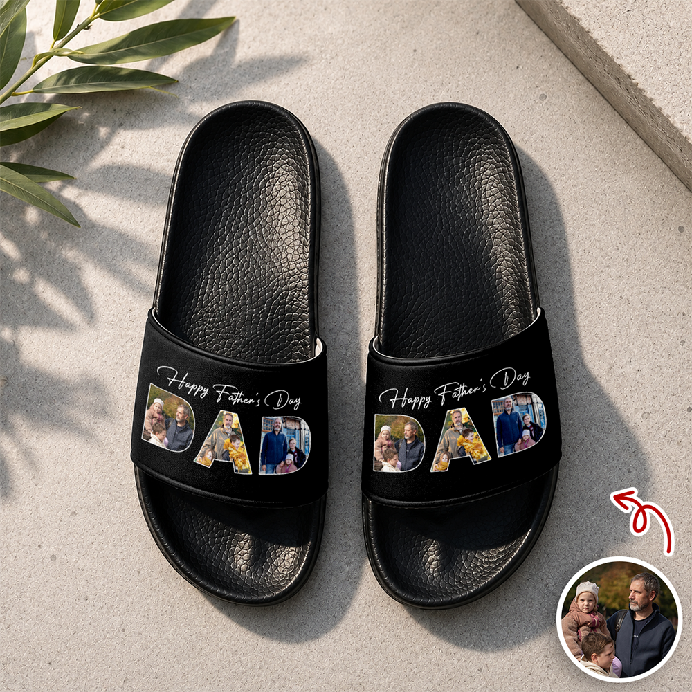 Custom Photo Happy Father's Day Personalized Slide Sandals For Family TH10 170025