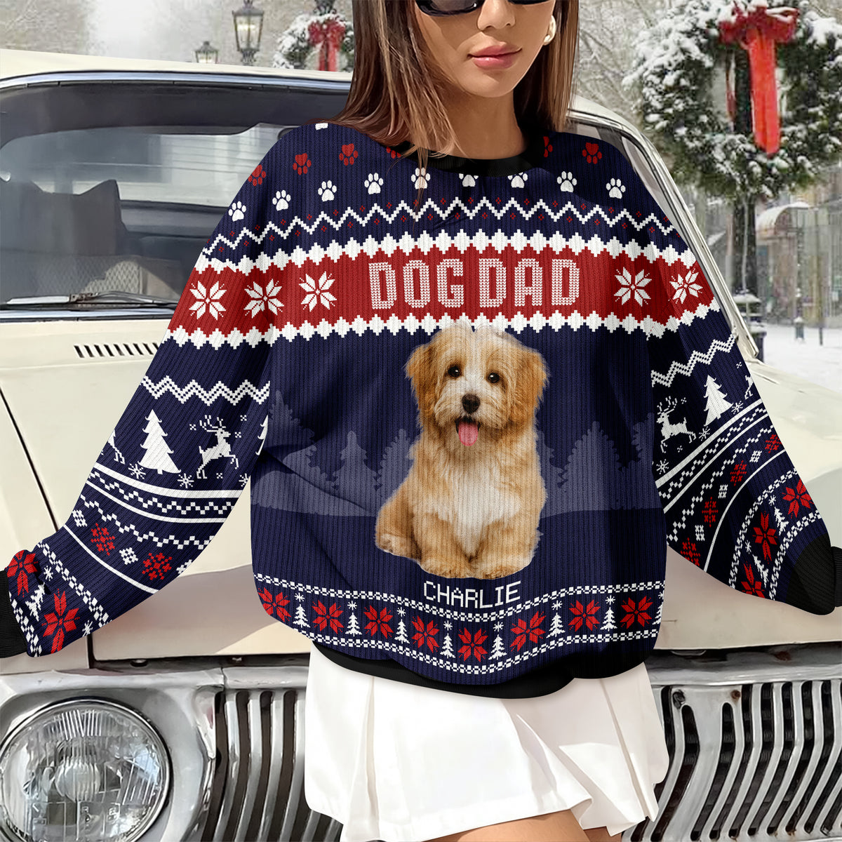 Custom Photo Dog Dad Dog Mom Ugly Sweater HA75 892916