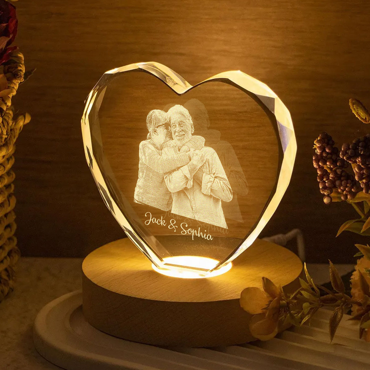 Custom Family Photo Engraved Crystal Photo With Light TH10 898179