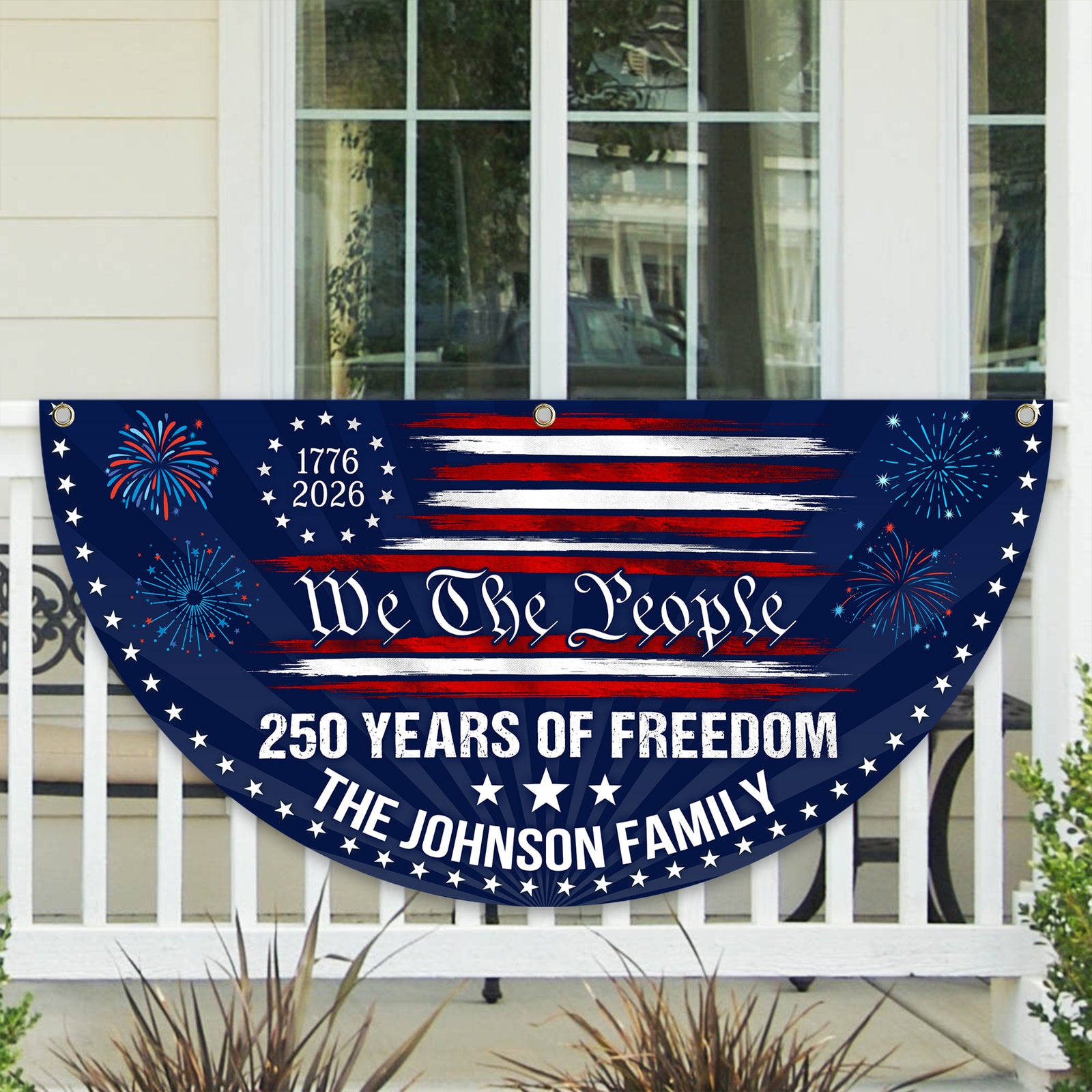 Custom Family Name 250 Years USA Patriotic Heritage 1776 2026 Non-pleated Fan Flag HO82 901316