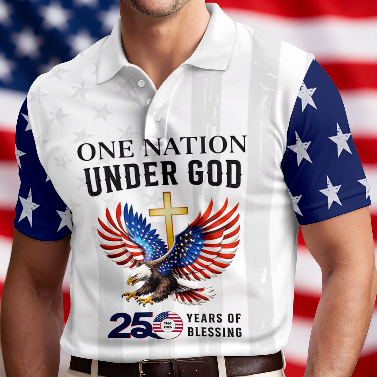 Personalized One Nation Under God America 250th 1776-2026 Polo Shirt LM32 899607