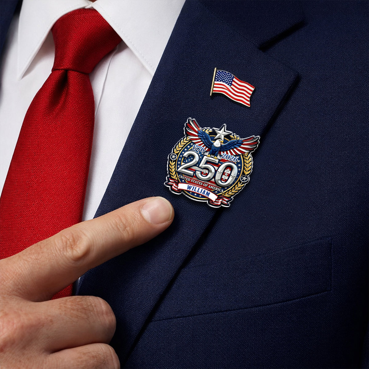 Personzalized Name USA 250th Anniversary Patriotic Eagles Acrylic Pin LM32 899531