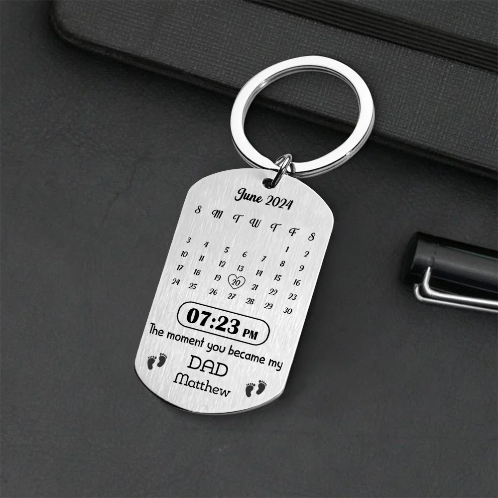 Custom Photo Memory Calendar The Day You Became My Daddy Metal Keychain LM32 893223
