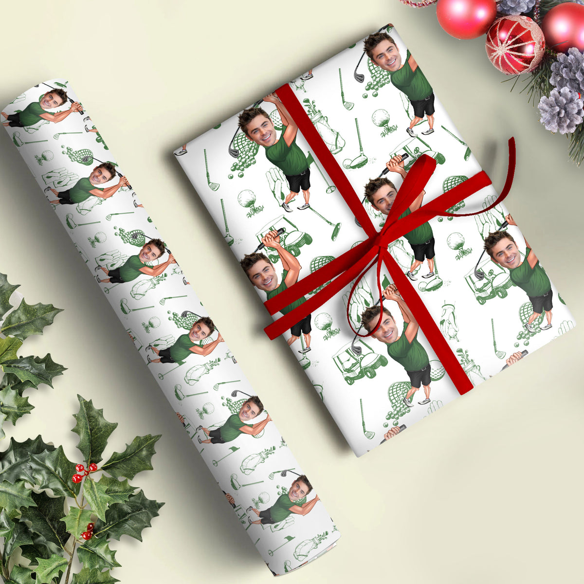 Custom Funny Golfer Photo Wrapping Paper Unique Gift LM32 893833