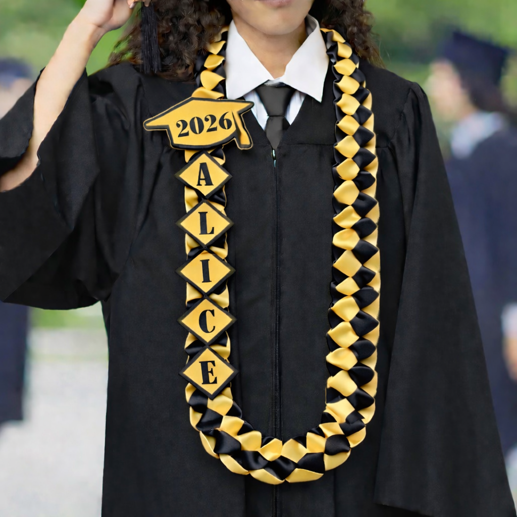 Personalized Name Class of 2026 Braided Graduation Ribbon Lei with Texts - Graduation Sash LM32 899291
