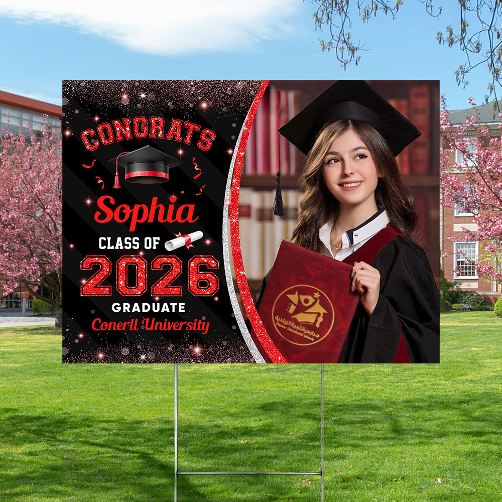 Custom Photo Class Of 2026 Personalized Graduation Yard Sign HA75 920462