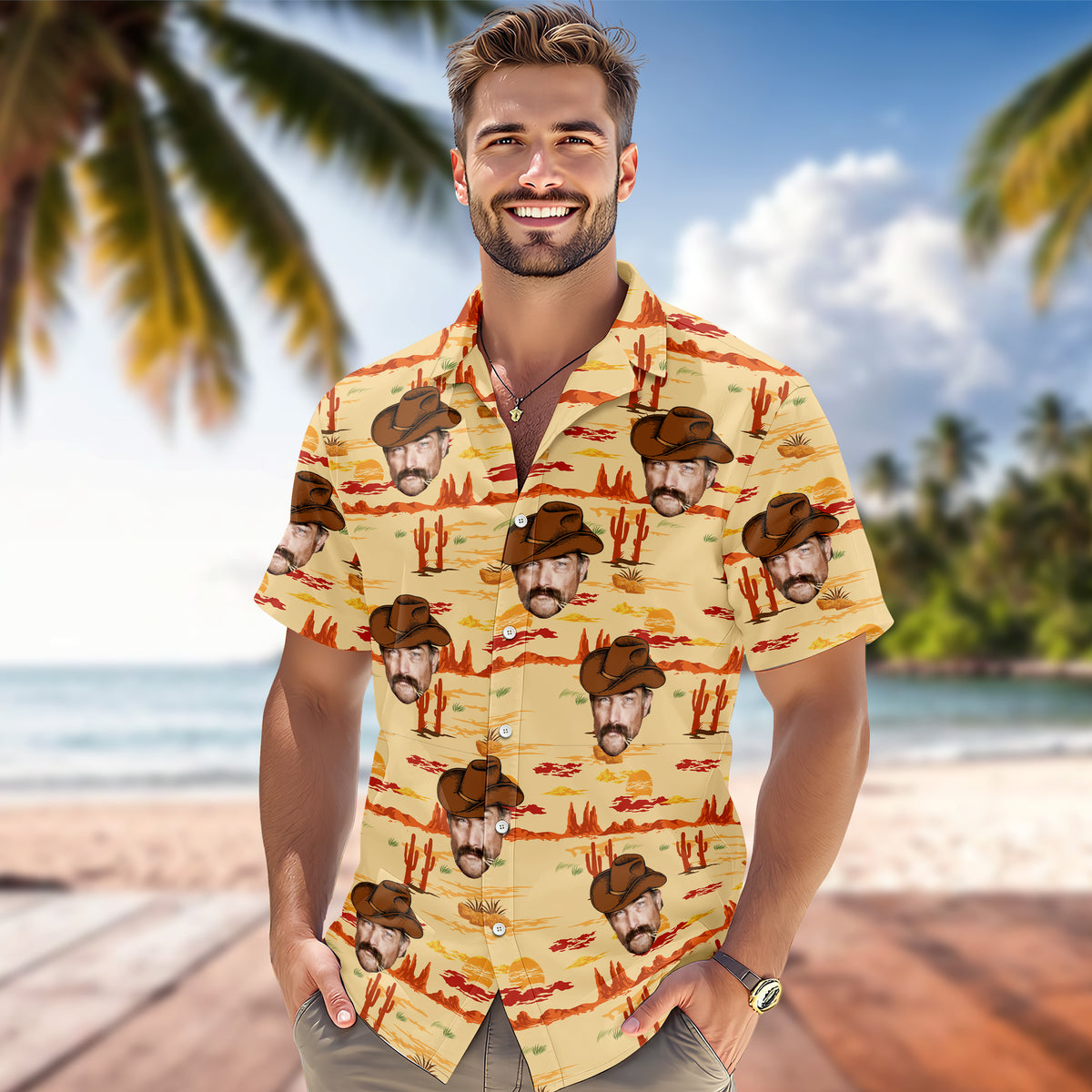 Custom Photo Retro Western Cowboy Hawaiian Shirt TH10 169755