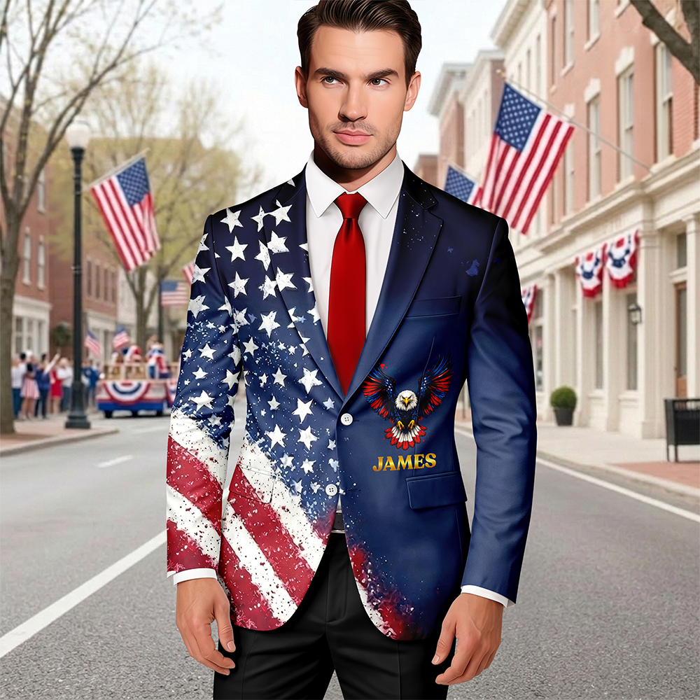 Custom Name American Pride Patriotic 250th Anniversary Eagle Men's Suit HO82 902062