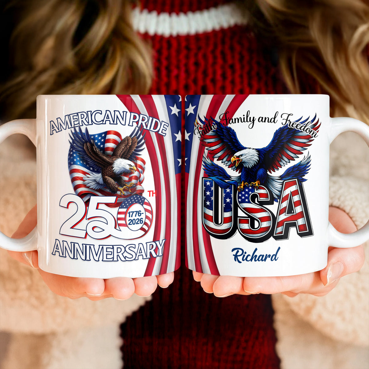 Custom Name American Pride Patriotic 250th Anniversary Eagle Mug HA75 921166
