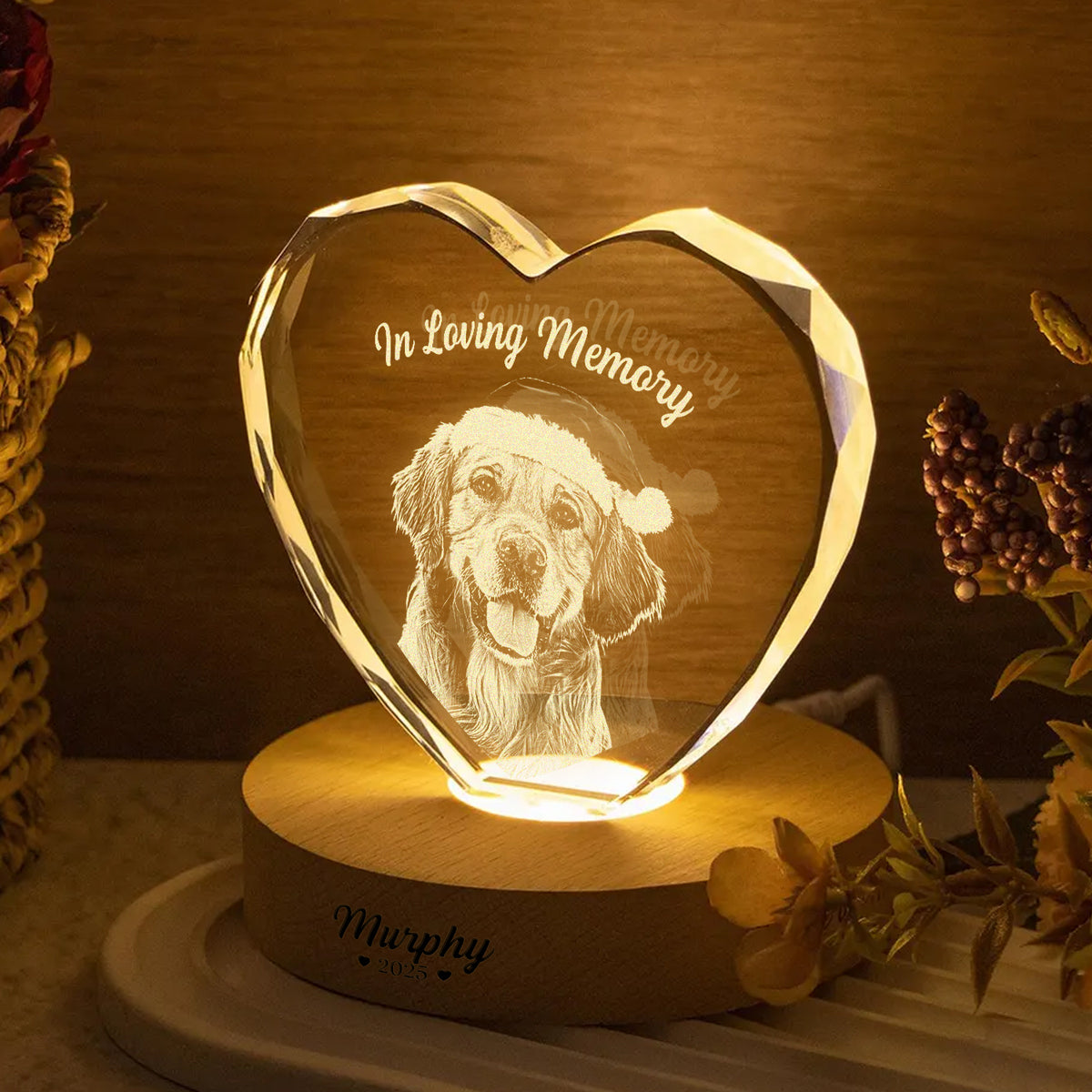 Custom Photo In Loving Memory Memorial Engraved Crystal Photo With Light HA75 898210