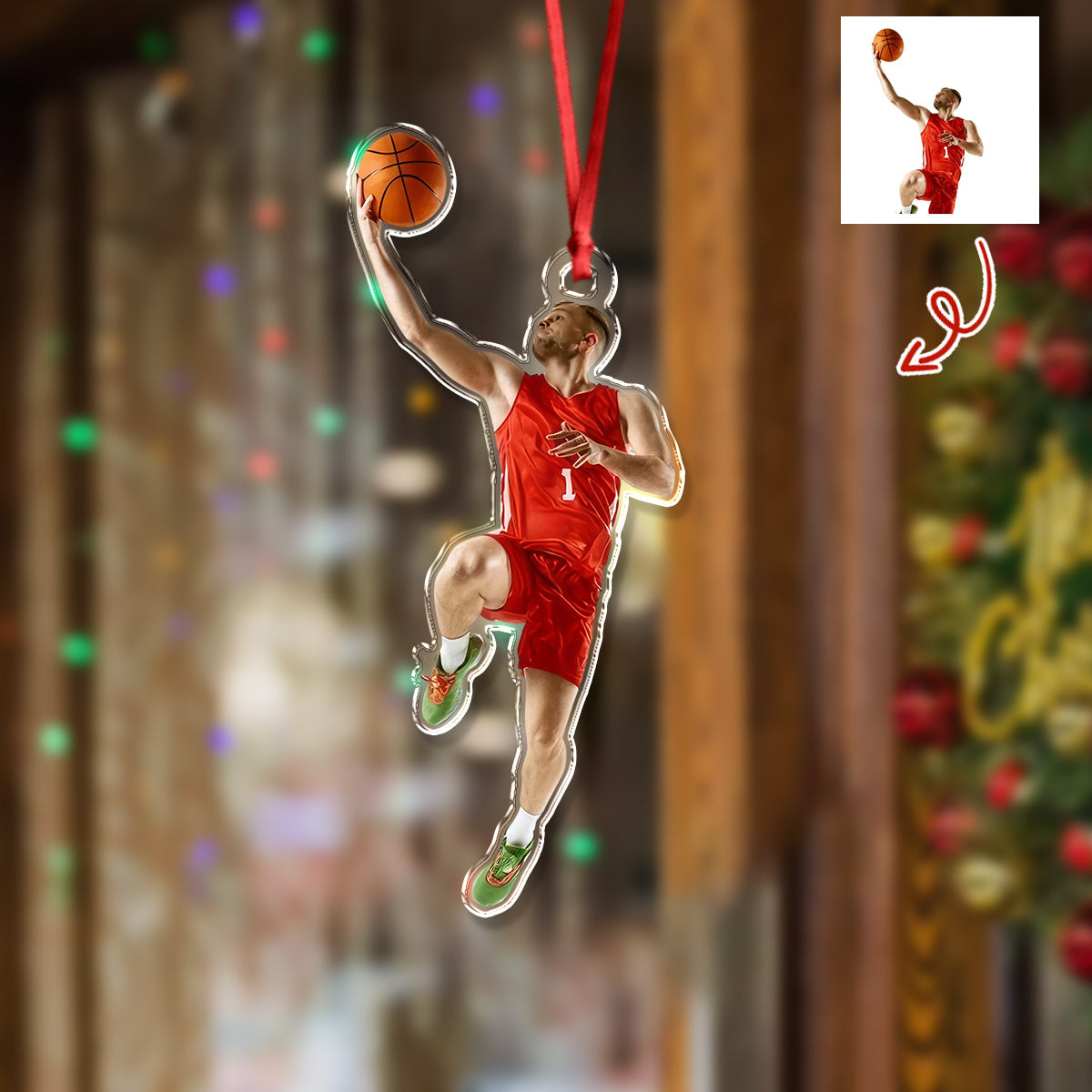 Custom Photo Basketball Players Acrylic Ornament Christmas Decorations HA75 897656