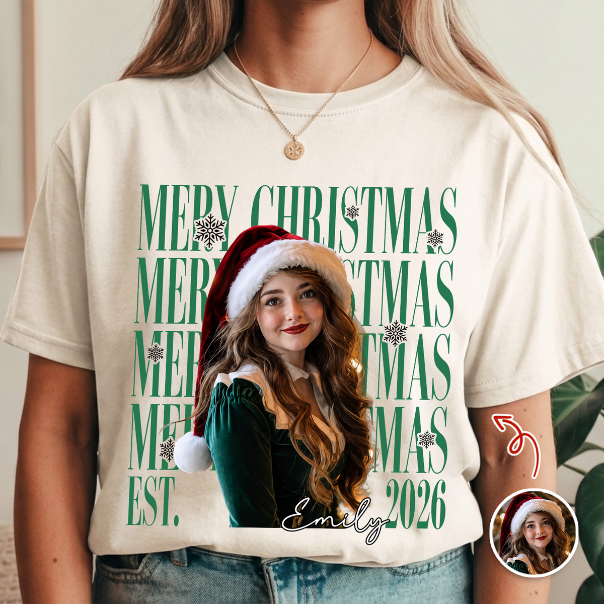 Custom Photo Merry Christmas EST. 2026 Retro Comfort Shirt HO82 903336
