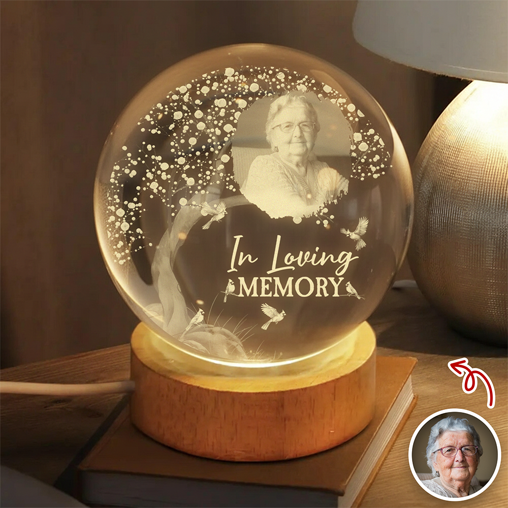 Custom Photo When You Miss Me Engraved Crystal Ball LED Night Light - Christmas Sympathy Gift for Family HO82 901470