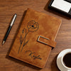 Engraved Birth Flower Leather Journal, Personalized Name Notebook Set, Graduation Gifts for Her HA75 920592