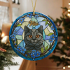 Custom Cat Photo With Flower Memorial Ceramic Ornament - Personalized Gift For Cat Lovers HO82 903328