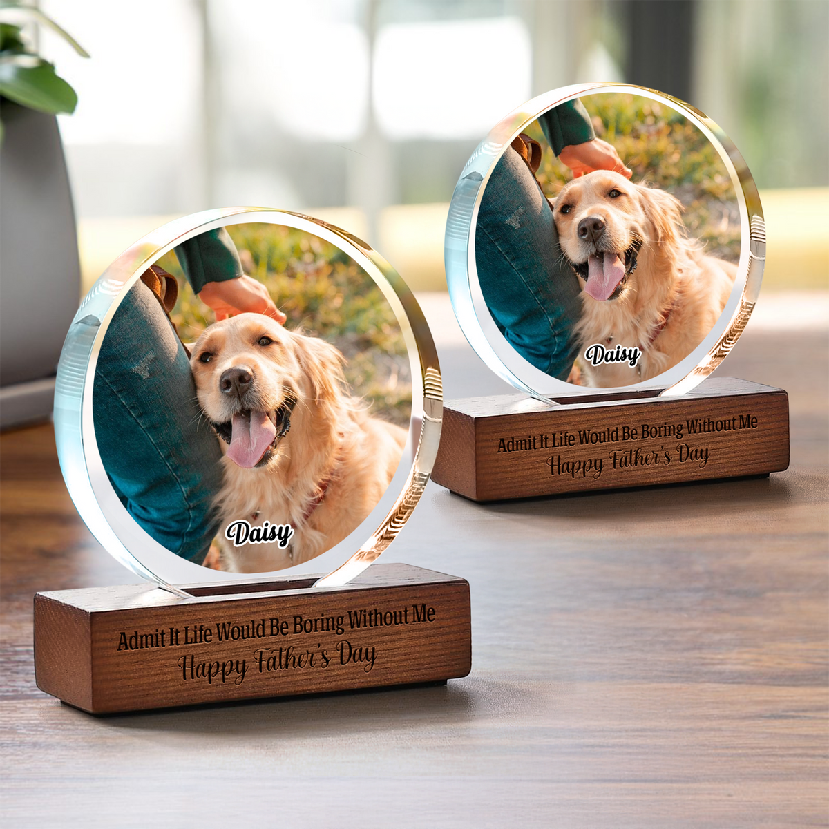 Custom Photo Admit It Life Would Be Boring Without Me Round Acrylic Frame Block For Dog Lovers CH07 896042