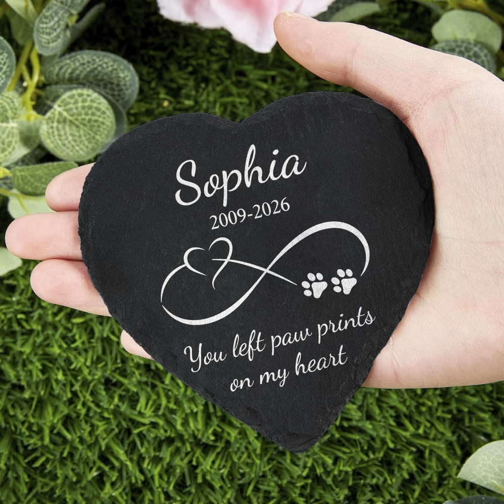Custom Name Dog & Cat Memorial Grave Marker Heart Shaped Stone HO82 902432