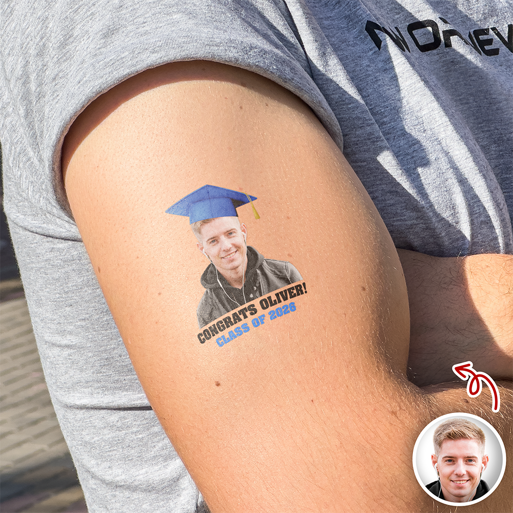 Custom Photo Personalized Congrats Class Of 2026 Tattoos Graduation Day Party Decor HA75 920440