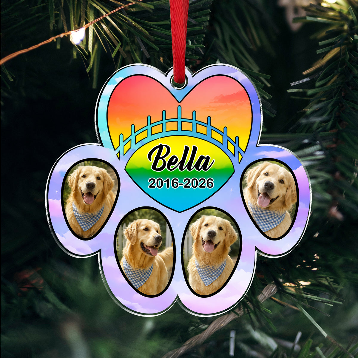 Personalized Dog Cat Photo In Memory Of Paw Acrylic Ornament, Pet Memorial Christmas Gift TH10 170887