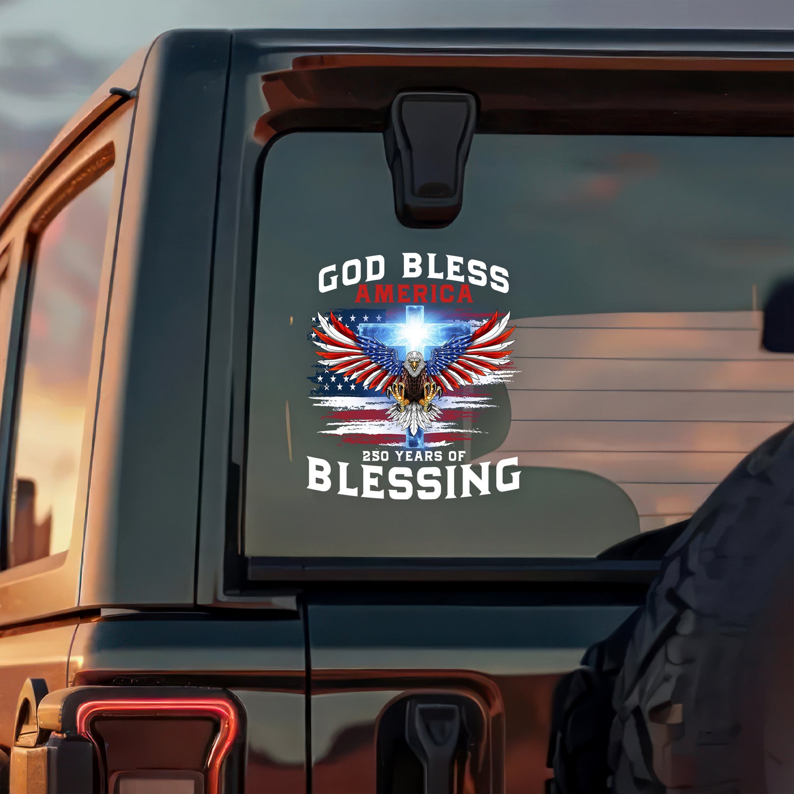 Personalized 250 Years of Blessing Shirt, Patriotic God Bless America Eagle Car Window Decal Sticker CH07 910790