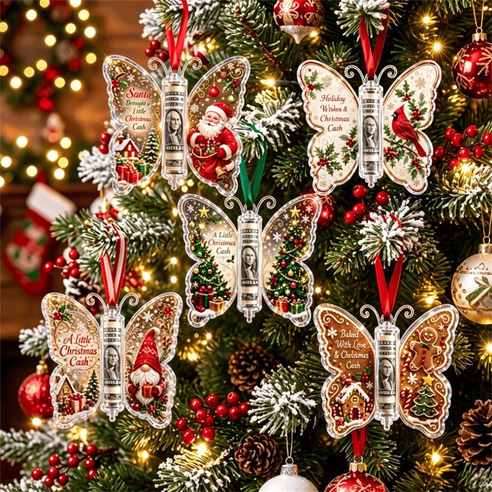 Funny Santa Brought A Little Christmas Cast Butterfly Money Holder Ornament, Holiday Decor Gift LM32 670335