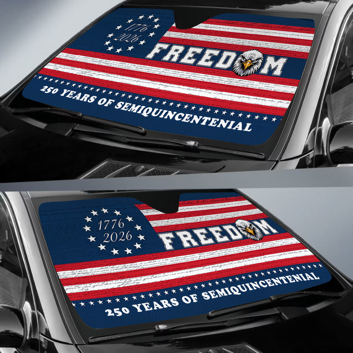 Custom Family Name 250 Years Of Freedom Semiquincentenial Car Sunshade CH07 910246