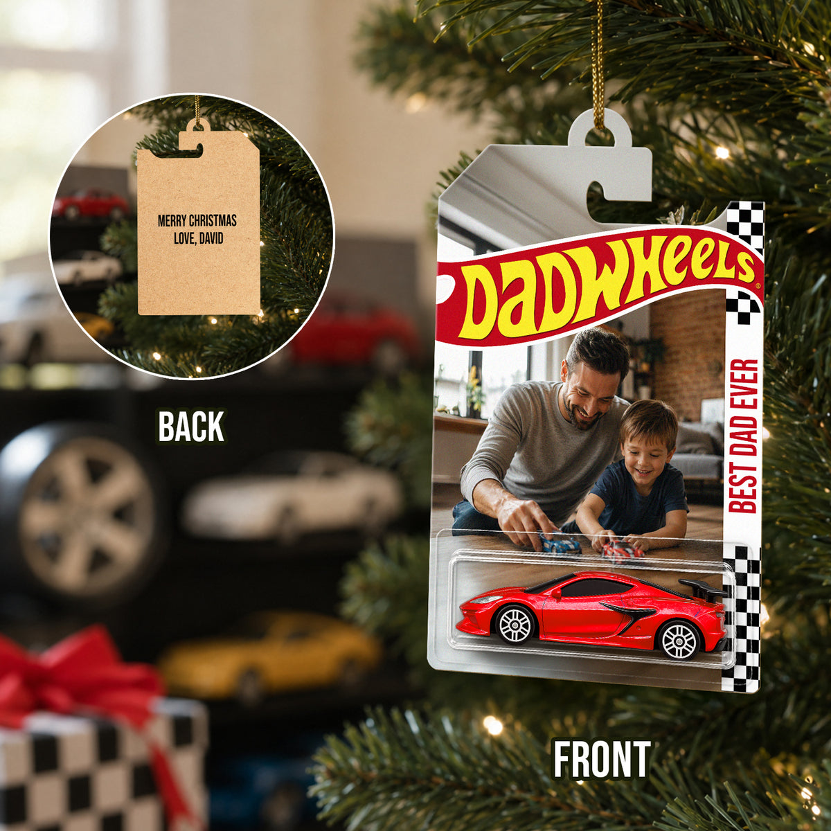 Personalized Dad Wheels Packaging Ornament for Dad, Christmas Day Gift LM32 669669