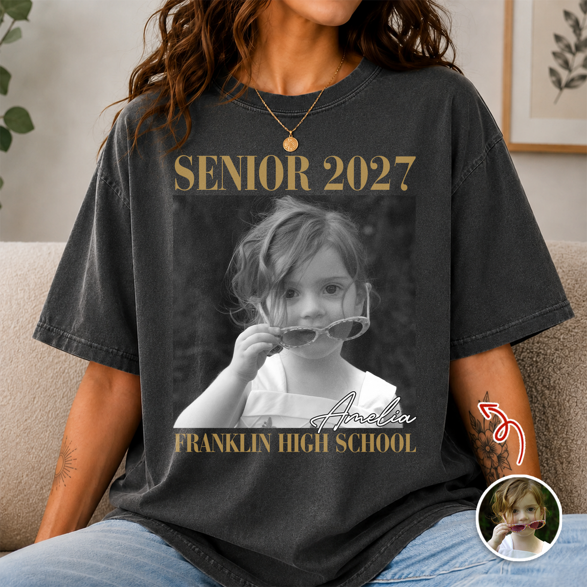 Custom Photo And School Name Senior 2027 Comfort Shirt TH10 170649