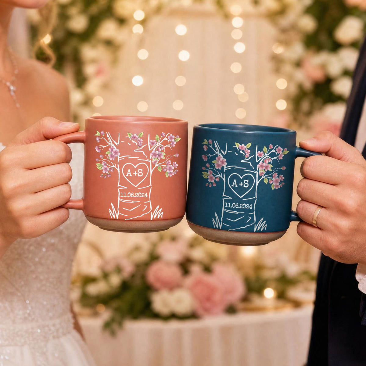Personalized Name Wedding Anniversary Gifts Pottery Mug For Her, Him LM32 669827