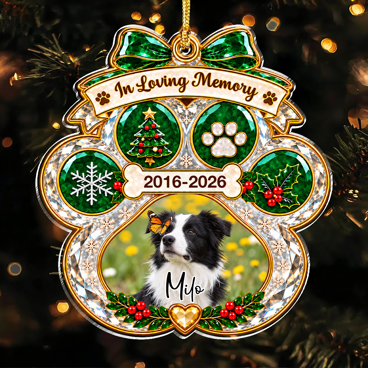 Custom Dog Photo In Loving Memory Memorial Acrylic Ornament TH10 171465
