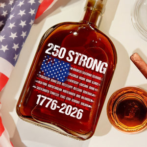 USA 250 Strong Flag American States Patriotic Whiskey Bottle LM32 895245