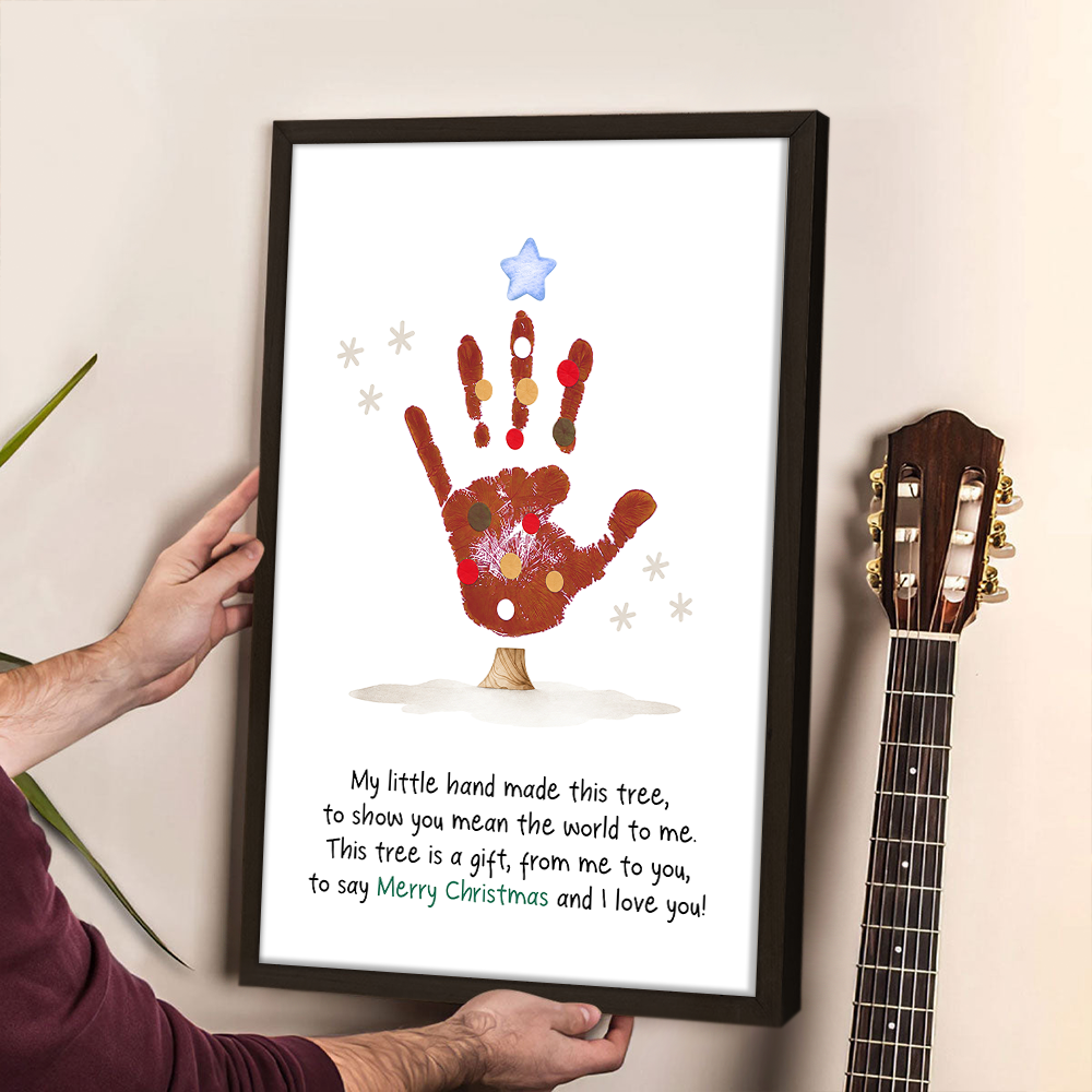 Personalized Christmas Tree Handprint Art Poster DIY Xmas Gift LM32 670095