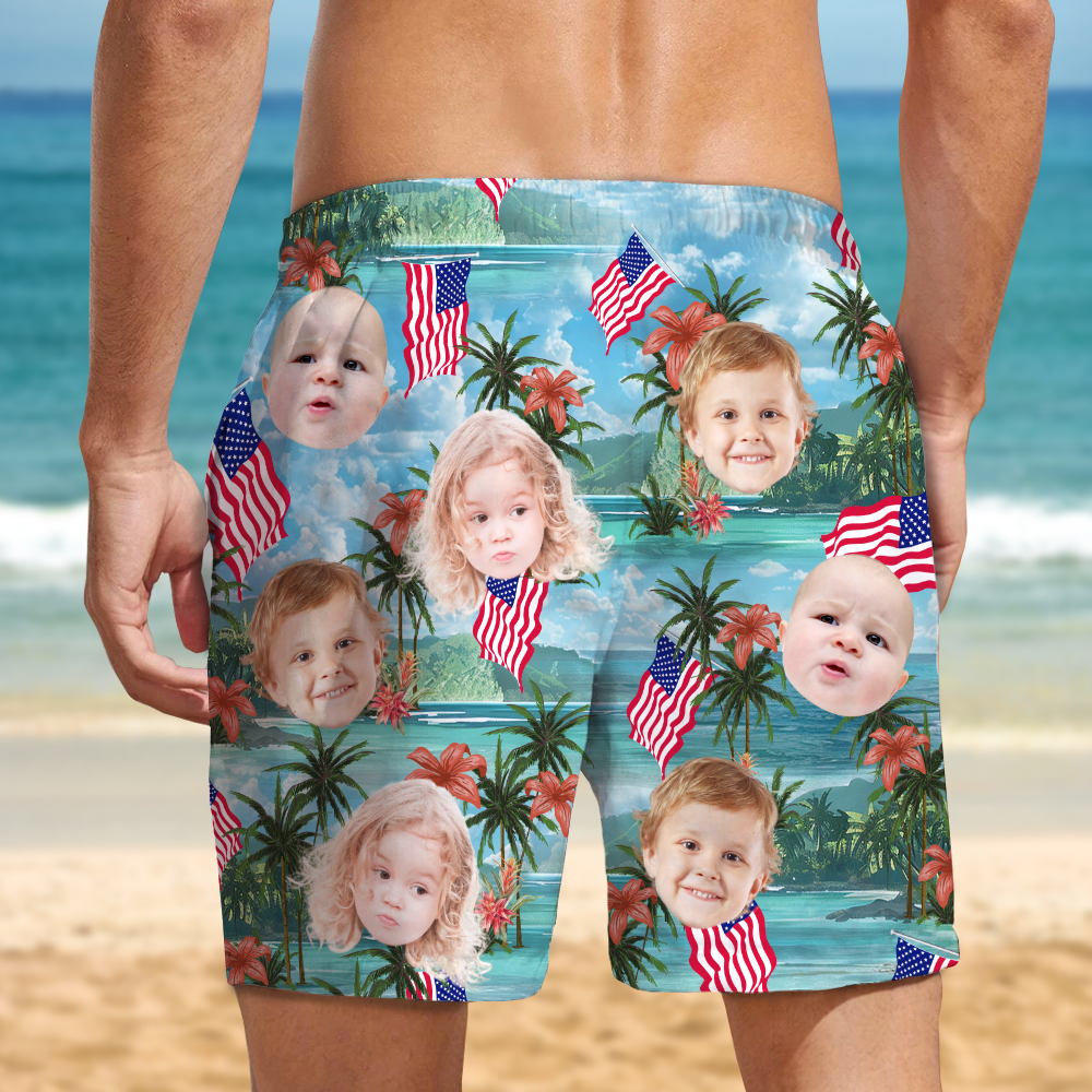 Custom Photo My American Spirit Beach Short - Gift For Family Members, Pet Owners, Pet Lovers LM32 893647