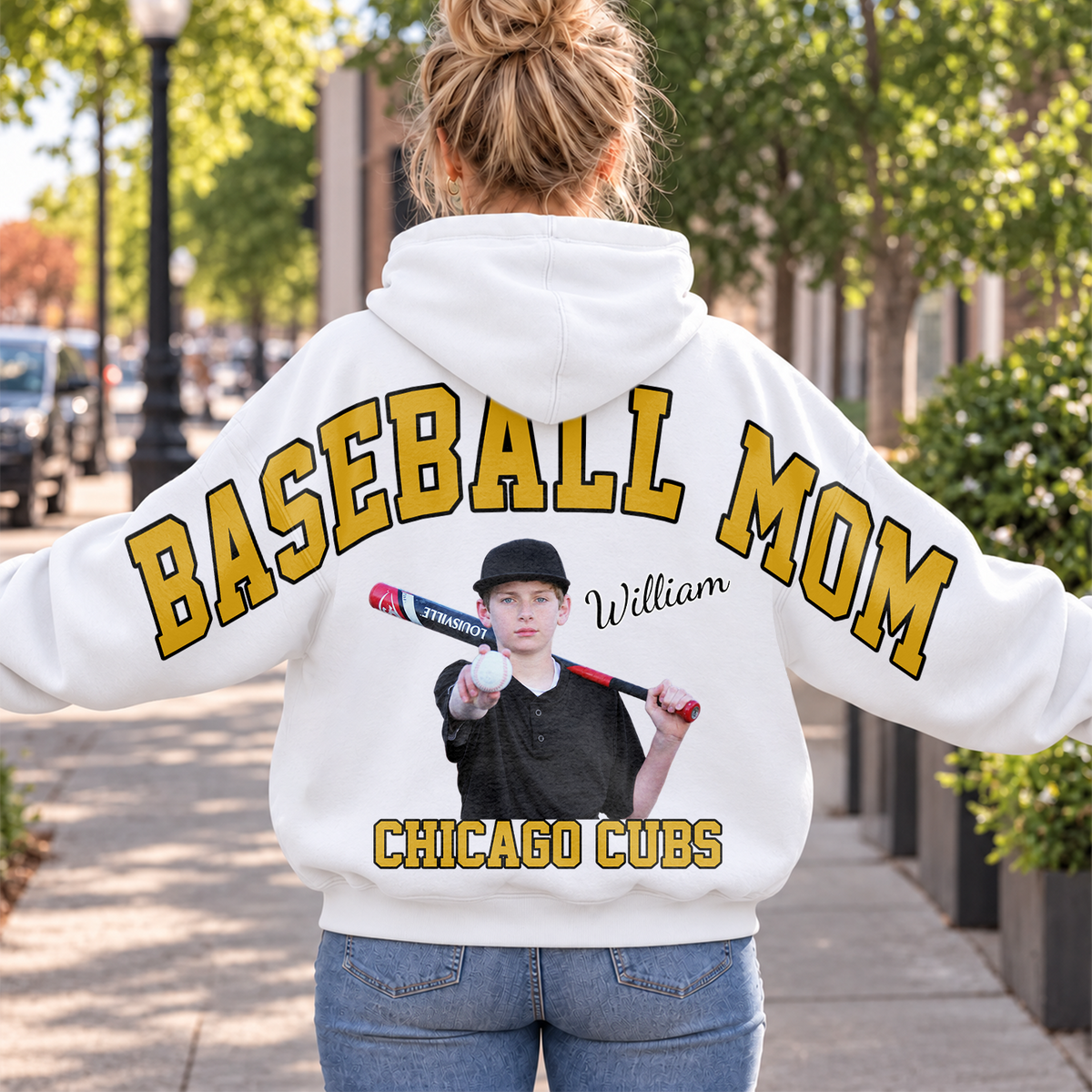 Custom Photo Baseball Mom Shoulder To Shoulder Sweatshirt CH07 181182