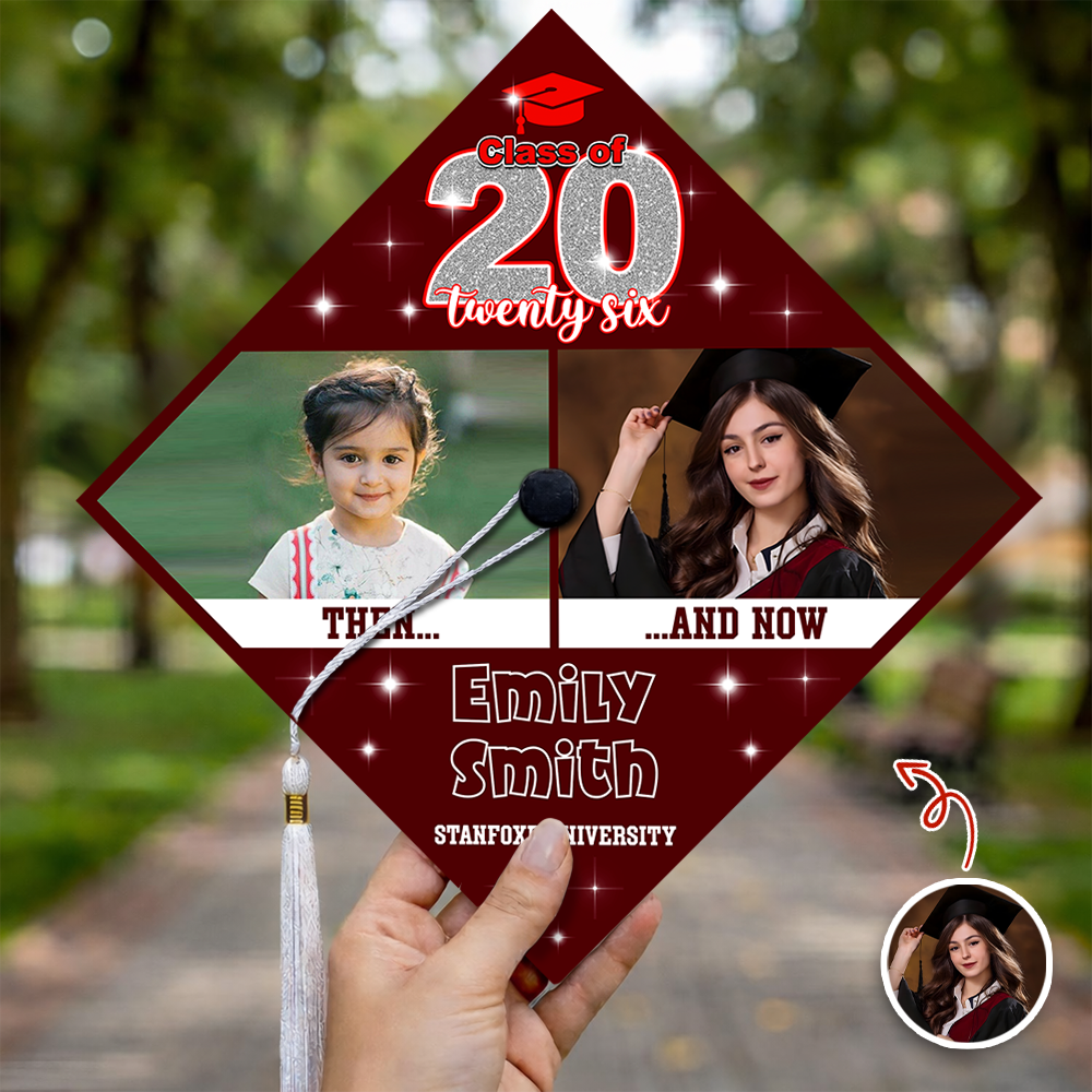 Custom Photo Let's Make Memories All Grown Up Class Of 2026 Graduation Cap Topper HO82 901552