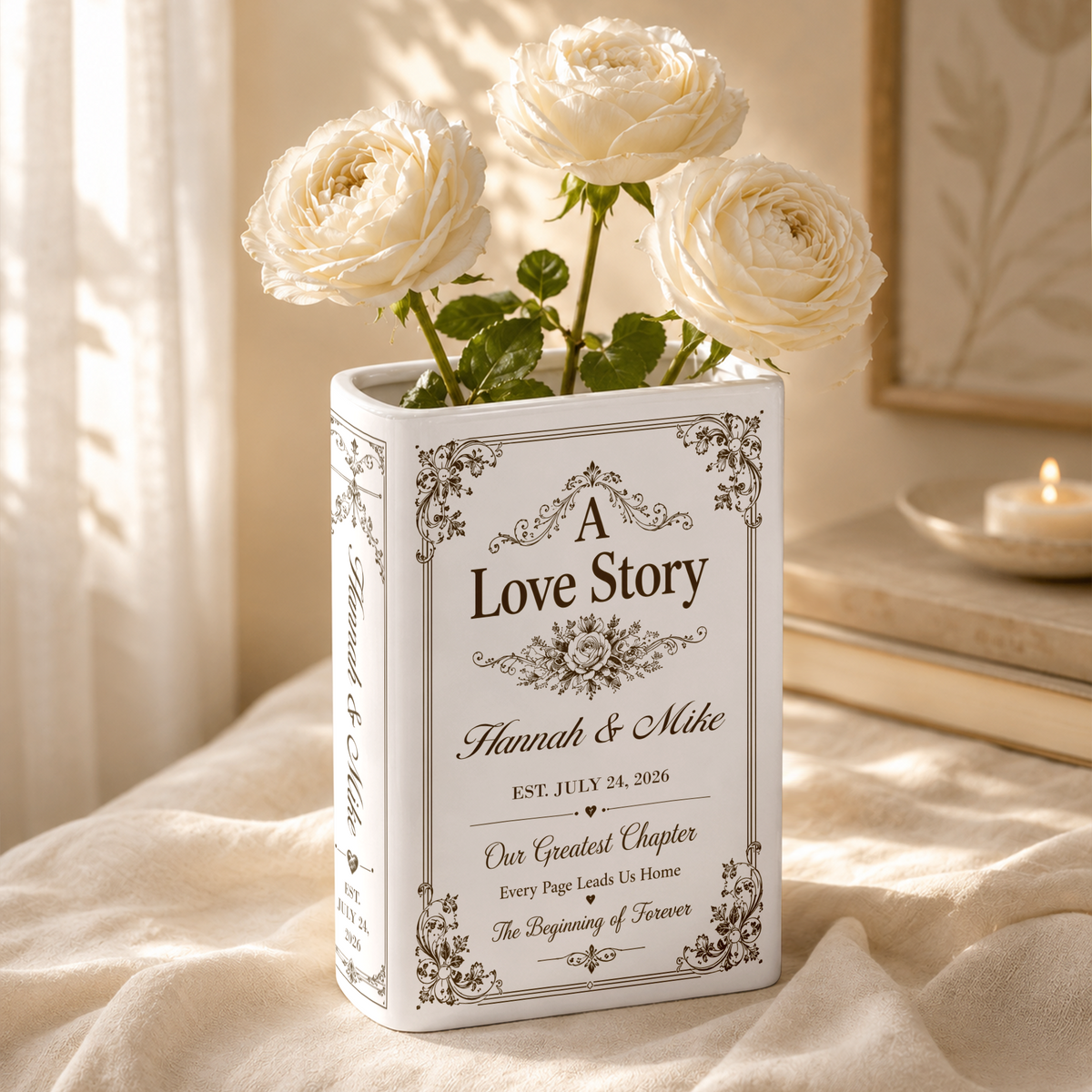 Personalized Wedding Ceramic Book Vase Romantic Book Flower Vase CH07 180402