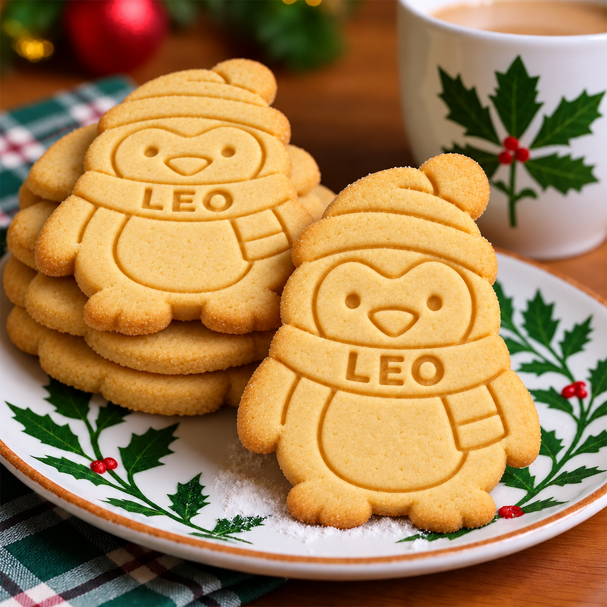 Custom Name Christmas Penguin Shaped Cookie Stamp CH07 181094