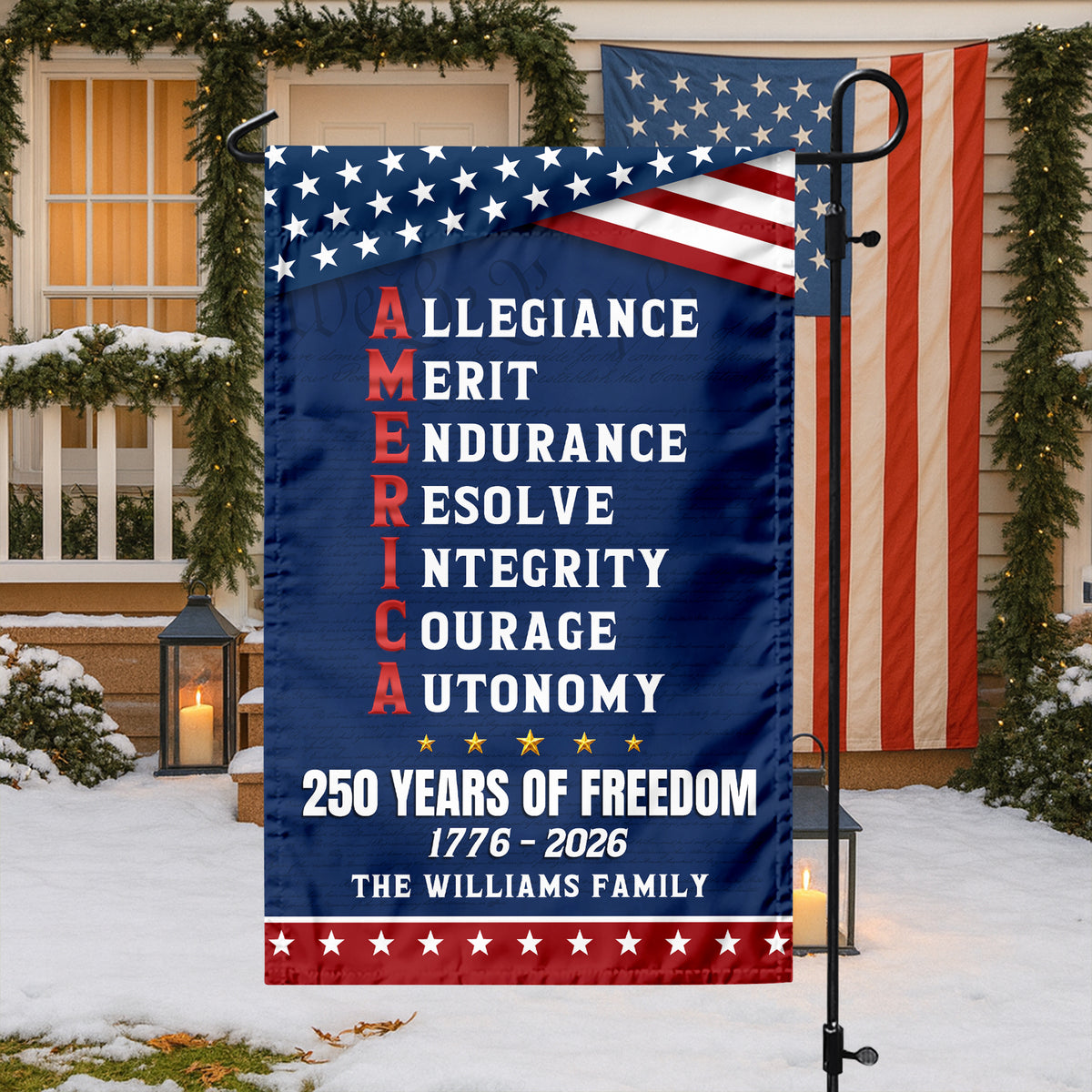 Personalized 250 Years of Freedom American Allegiance Merit Endurance US Garden Flag HO82 902120