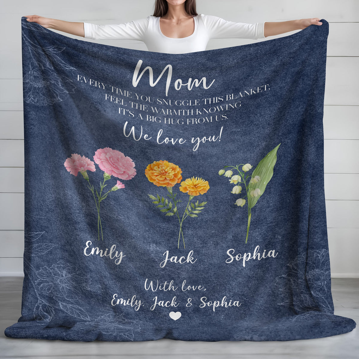 Personalized Flower Birth Month A Big Hug From Us To Mom Gift Blanket LM32 899699
