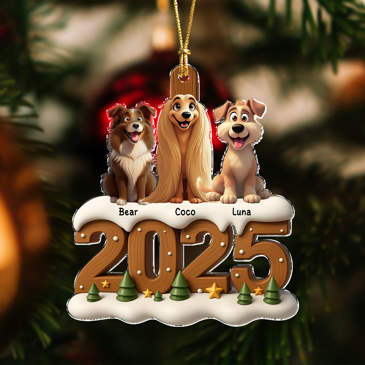 Xmas With Dog Acrylic Ornament Personalized Gift For Christmas HO82 900116