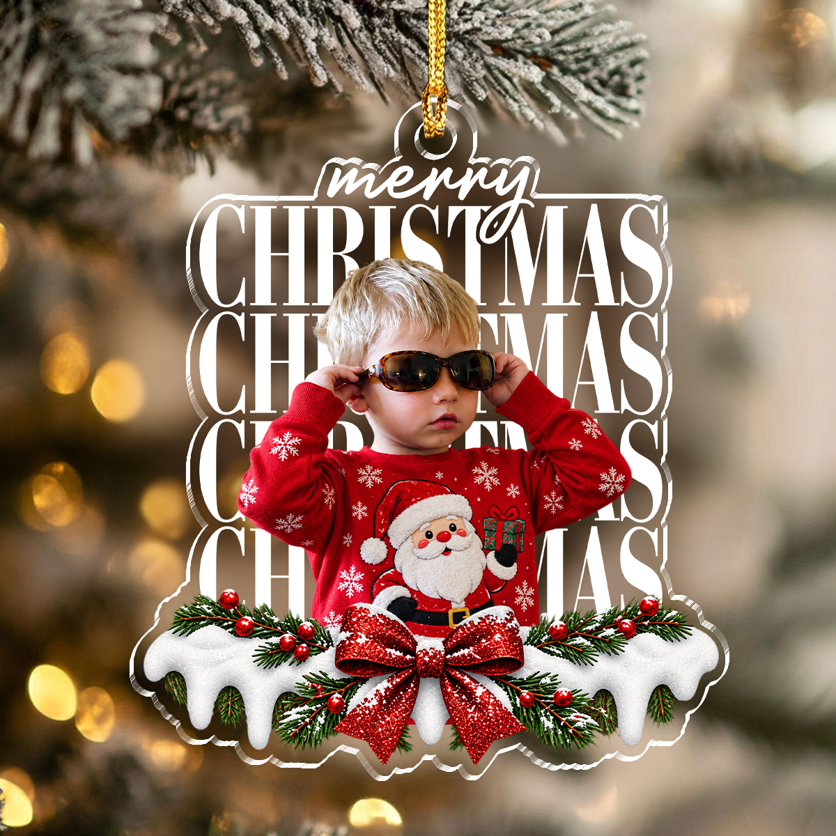 Custom Photo Merry Christmas Acrylic Ornament Unique Holiday Gift for Kids and Family LM32 670295