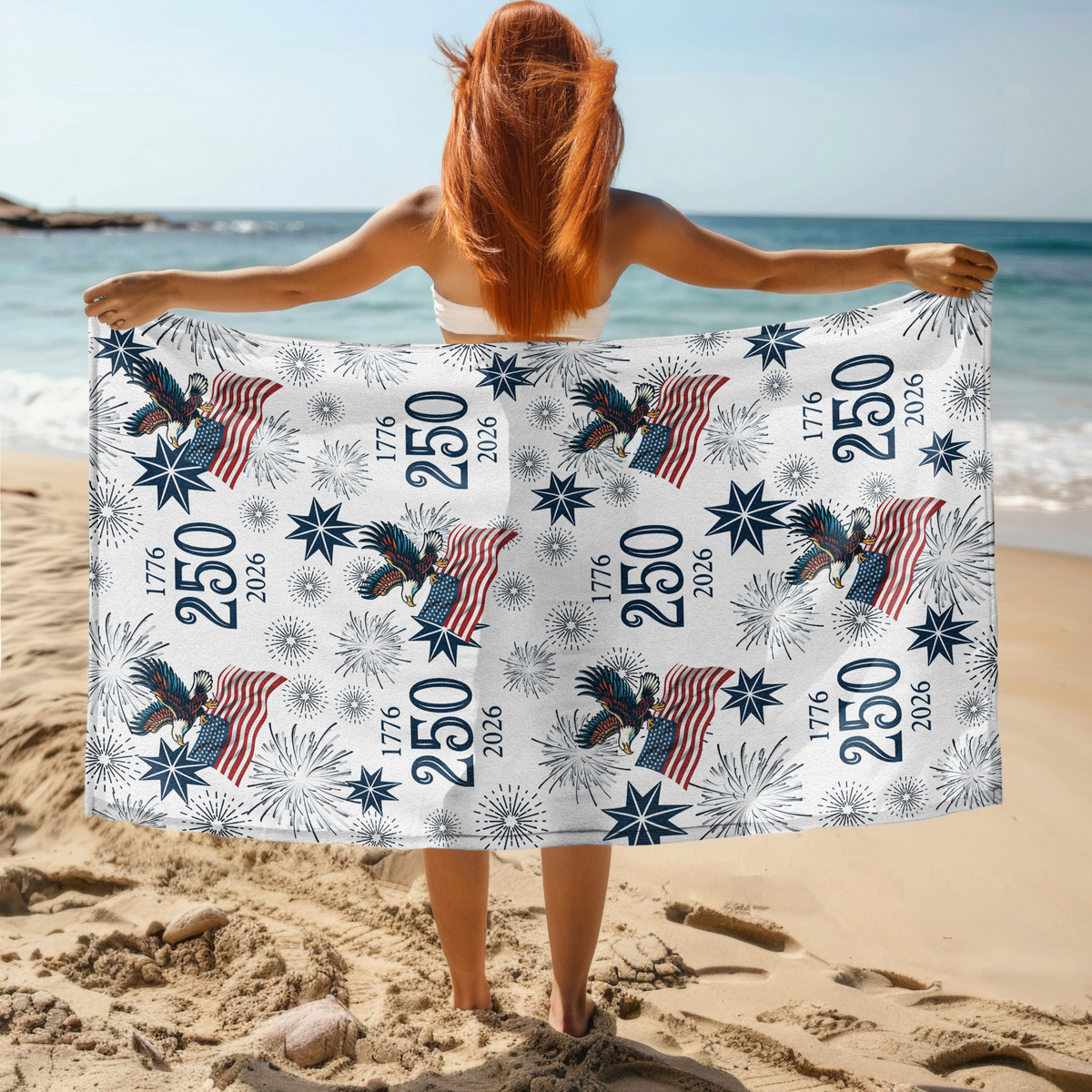 USA 250 Anniversary Eagle 1776-2026 Family Beach Towel HA75 920294