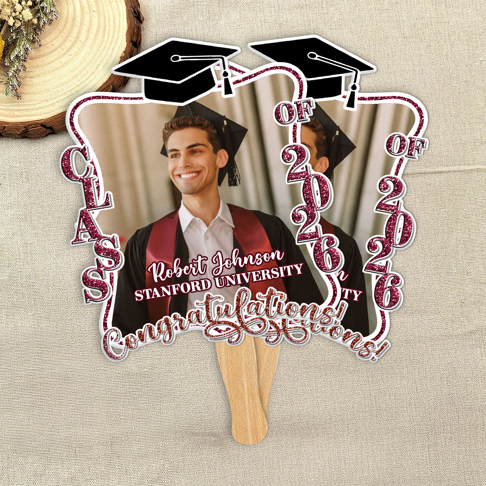 Custom Photo Congratulations Graduation 2026 Face Fan For Grad Party Decorations HO82 901734