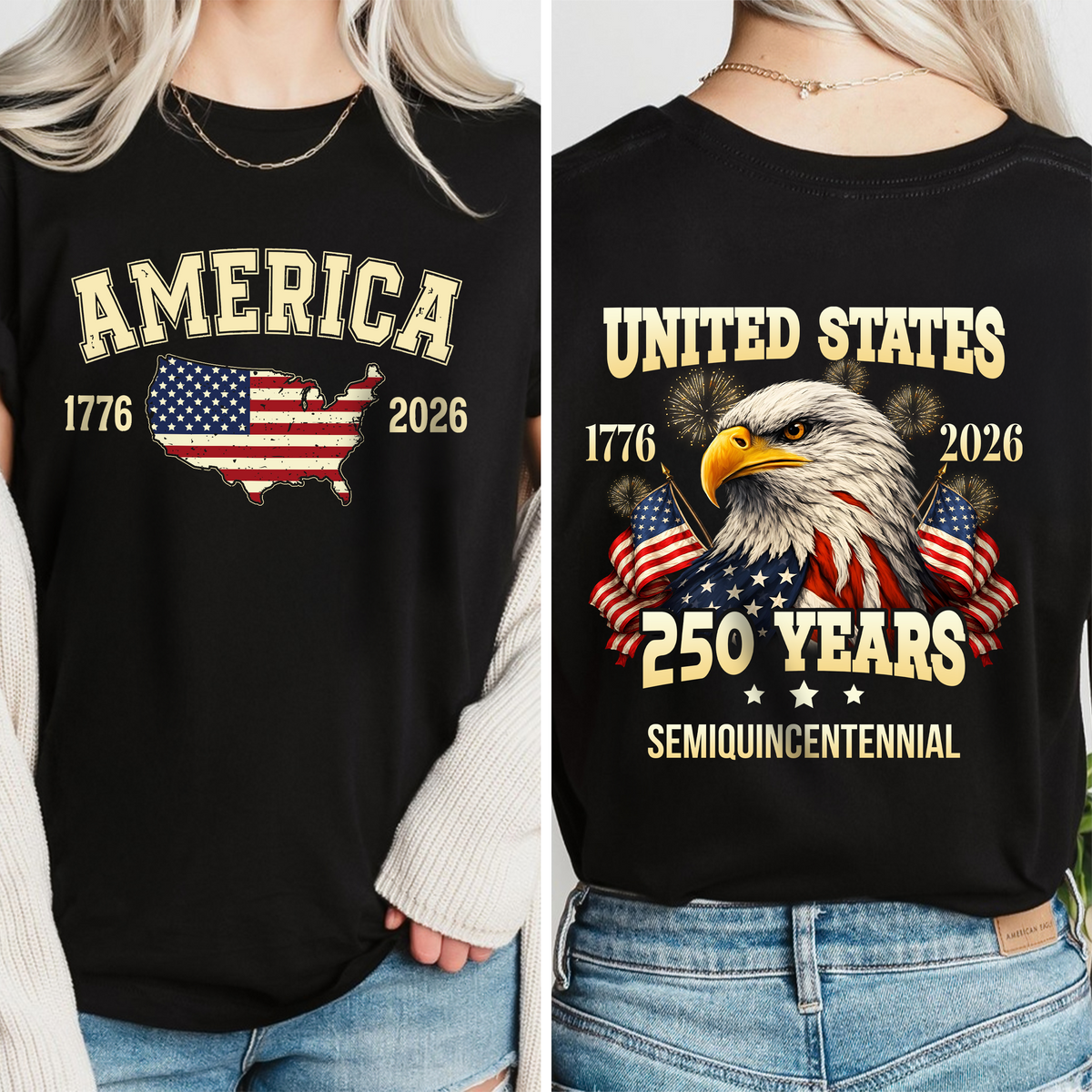 USA 250 Years Semiquincentenial Back & Front Shirt Pround of American Shirt CH07 910952