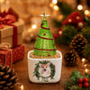 Custom Dog Cat Photo Christmas Wreath Mini Ceramic Pot With Glass Christmas Tree HO82 903626