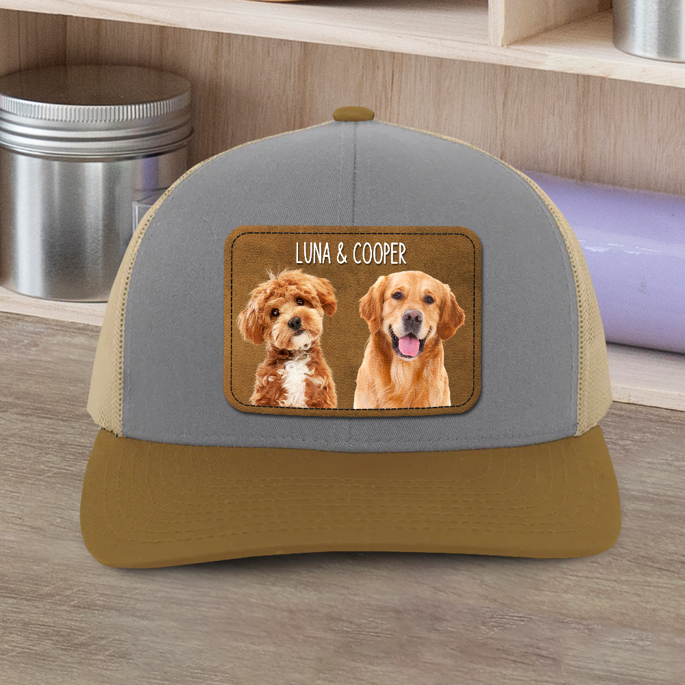 Custom Dog Photo Leather Patch Hat - Personalized Pet Lover Gift LM32 668965