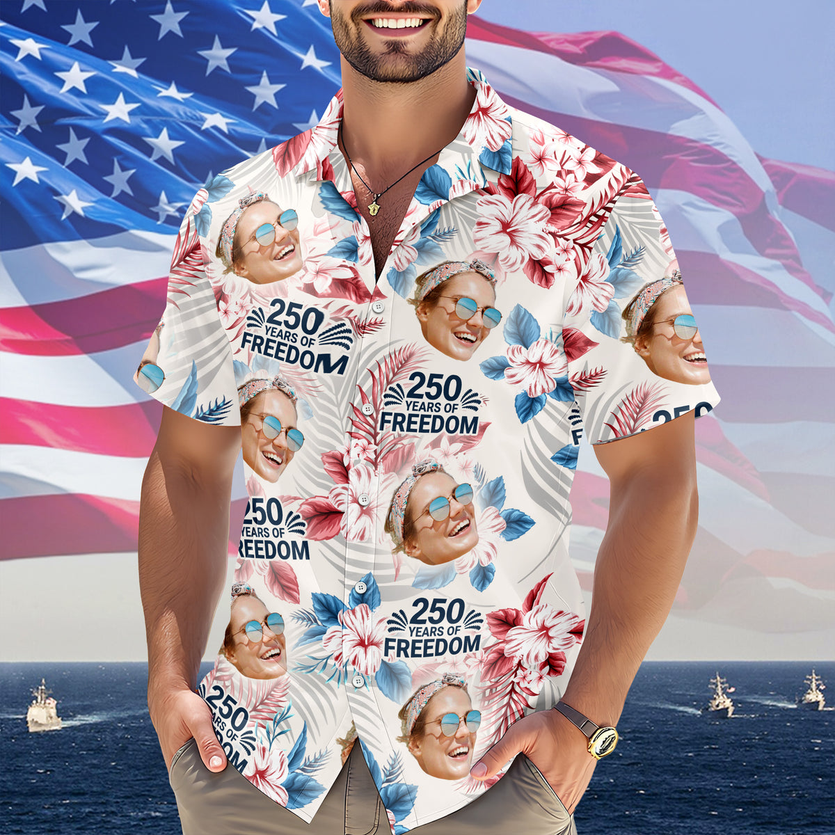 Custom Photo America 250 Years Of Freedom Anniversary Hawaiian Shirt HO82 902118