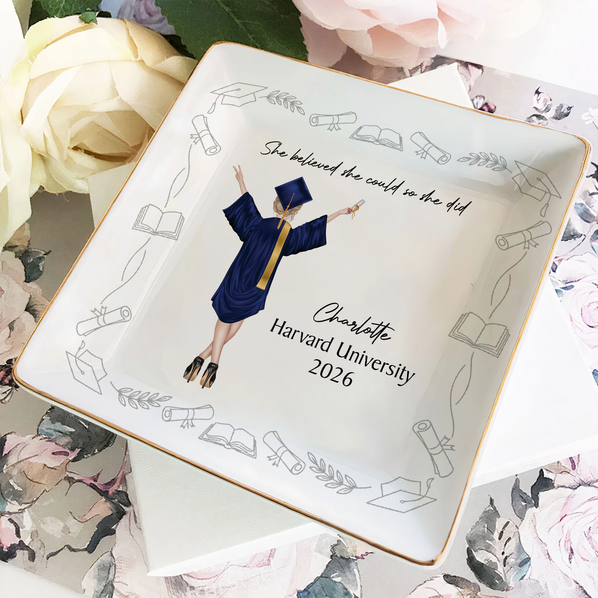 Personalized A Sweet Ending To A New Beginning Jewelry Dish Gift For Graduates LM32 899189