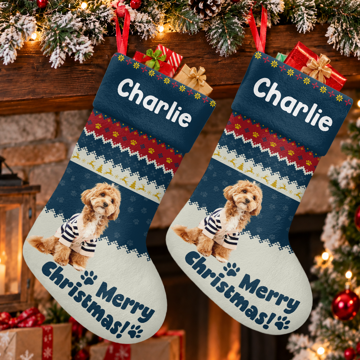 Custom Dog Photo Funny Christmas Stocking HO82 903756